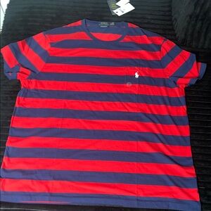 Polo by Ralph Lauren Men’s Red & Navy Striped Pocket Tee